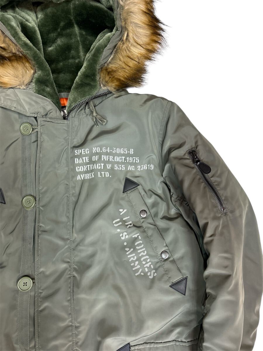 アヴィレックス AVIREX フライトジャケット ミリタリージャケット N-3B 中綿 カーキ　XL_画像3