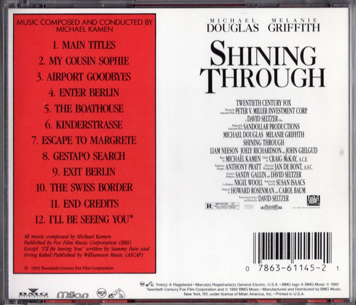 【サントラCD】マイケル・ケイメン「嵐の中で輝いて」マイケル・ダグラス＊メラニー・グリフィス＊1992年＊USA盤＊良品＊MICHAEL KAMEN_画像2