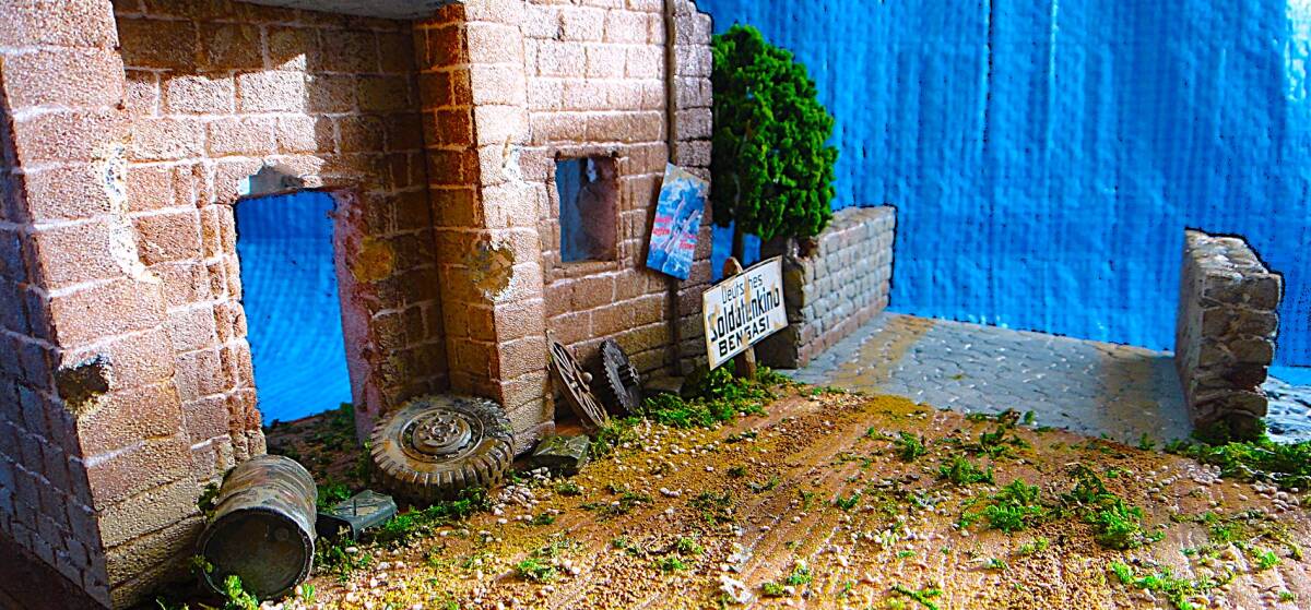 1/35 (ネコと廃墟と石橋)　ベース台　完成品 ミリタリー　ジオラマ_画像3