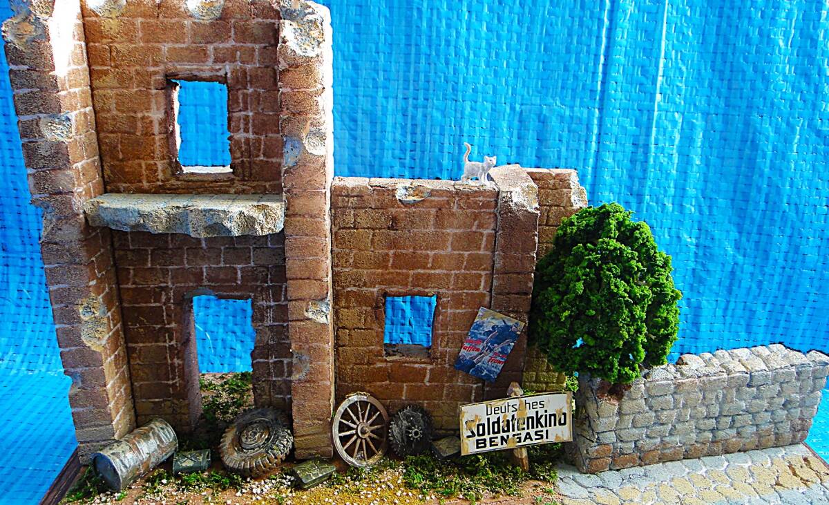 1/35 (ネコと廃墟と石橋)　ベース台　完成品 ミリタリー　ジオラマ_画像2