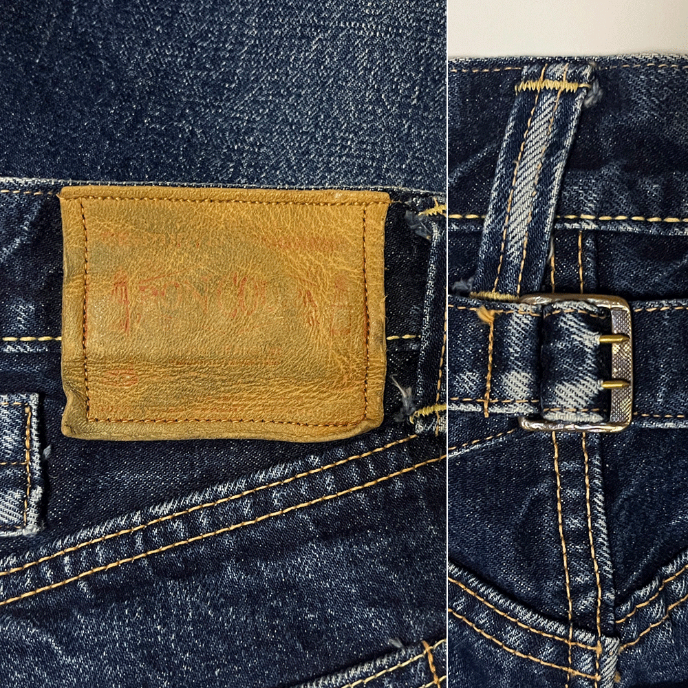W32 BONCOURA ボンクラ シンチバック デニムパンツ ジーンズ バックルバック ビンテージ 30s 40s レプリカ 日本製 cinch back 501XX_画像9