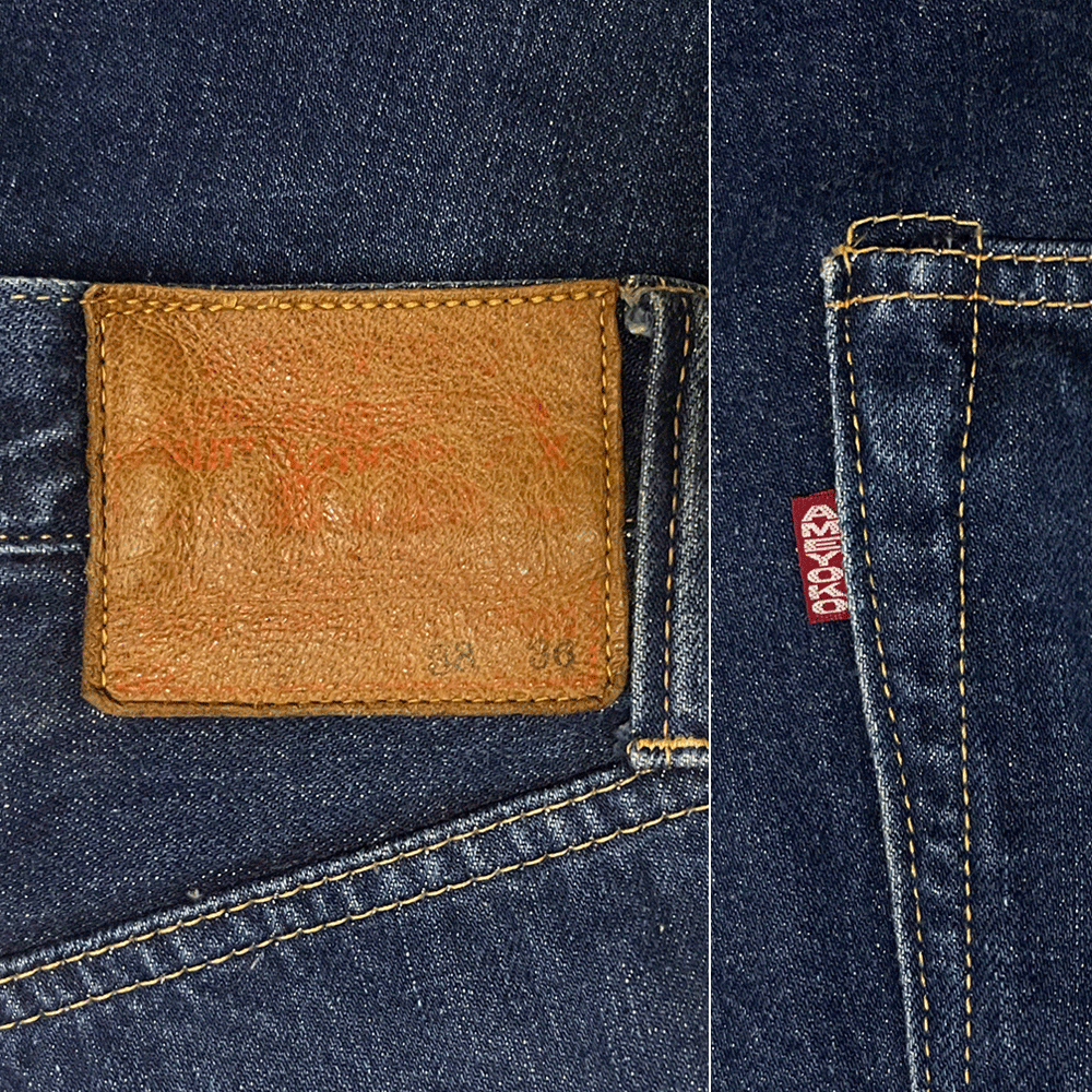 очень редкий W38 Восток Hino ya специальный заказ AMEYOKO Ame ширина джинсы HINOYA Denim брюки M номер товара Sugar Cane 1947 501XX Vintage 40s копия 90s