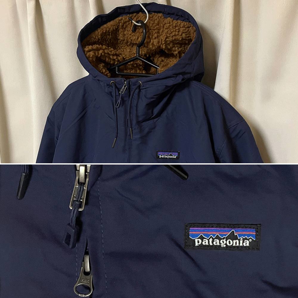 Lサイズ FA21 patagonia パタゴニア ラインドイスマスフーディ LINED ISTHMUS HOODY ジャケット パーカ 裏フリース 裏ボア 紺ネイビー 廃盤_画像4