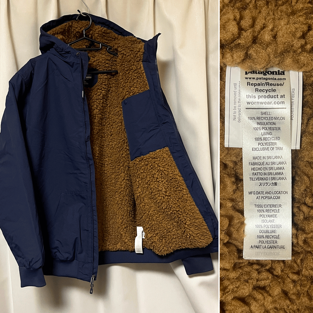 Lサイズ FA21 patagonia パタゴニア ラインドイスマスフーディ LINED ISTHMUS HOODY ジャケット パーカ 裏フリース 裏ボア 紺ネイビー 廃盤_画像7