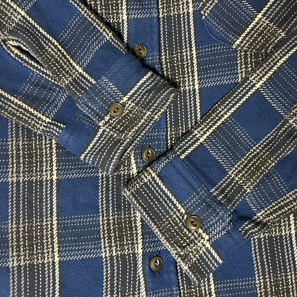 サイズ3 UES ウエス WEAR WELL 日本製 ヘビーネルシャツ マチ付き 青チェック フランネルシャツ ビンテージ レプリカ ブルー 廃盤カラー L_画像6
