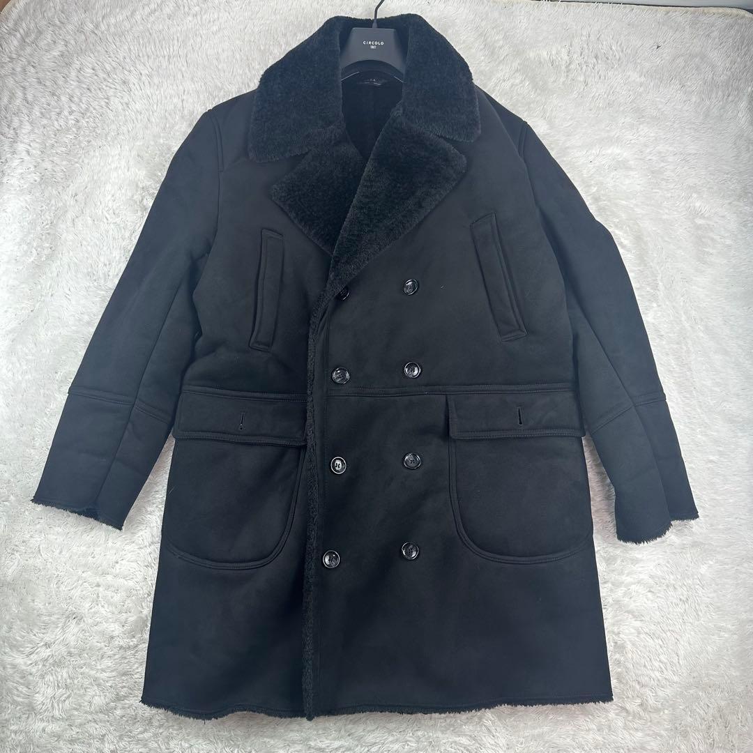 美品 ザラ ZARA ロングコート ムートン 黒 ブラック XL ファー アウター 大きいサイズ メンズ 通勤 通学 キャンバス　キャンパス_画像1