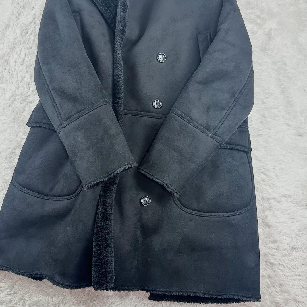 美品 ザラ ZARA ロングコート ムートン 黒 ブラック XL ファー アウター 大きいサイズ メンズ 通勤 通学 キャンバス　キャンパス_画像3