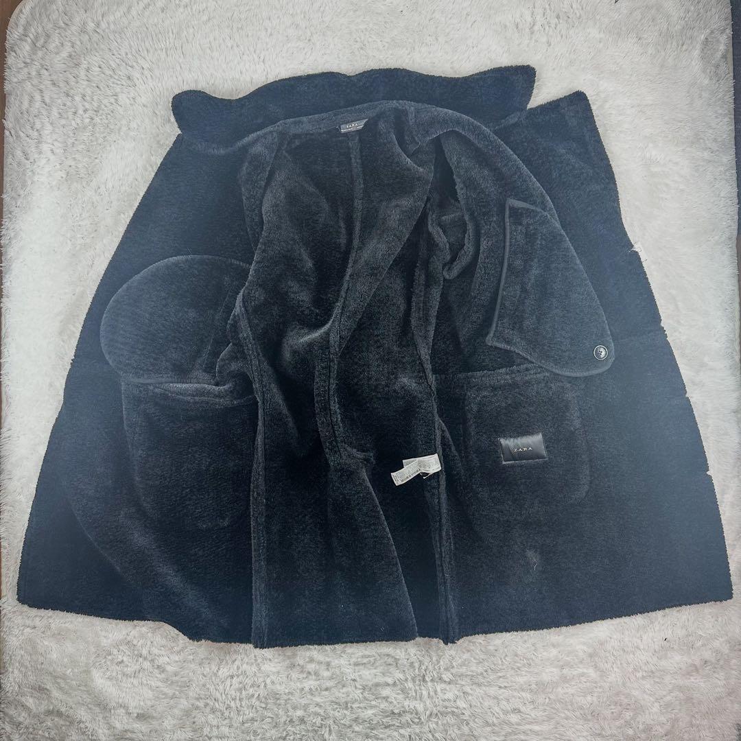 美品 ザラ ZARA ロングコート ムートン 黒 ブラック XL ファー アウター 大きいサイズ メンズ 通勤 通学 キャンバス　キャンパス_画像4