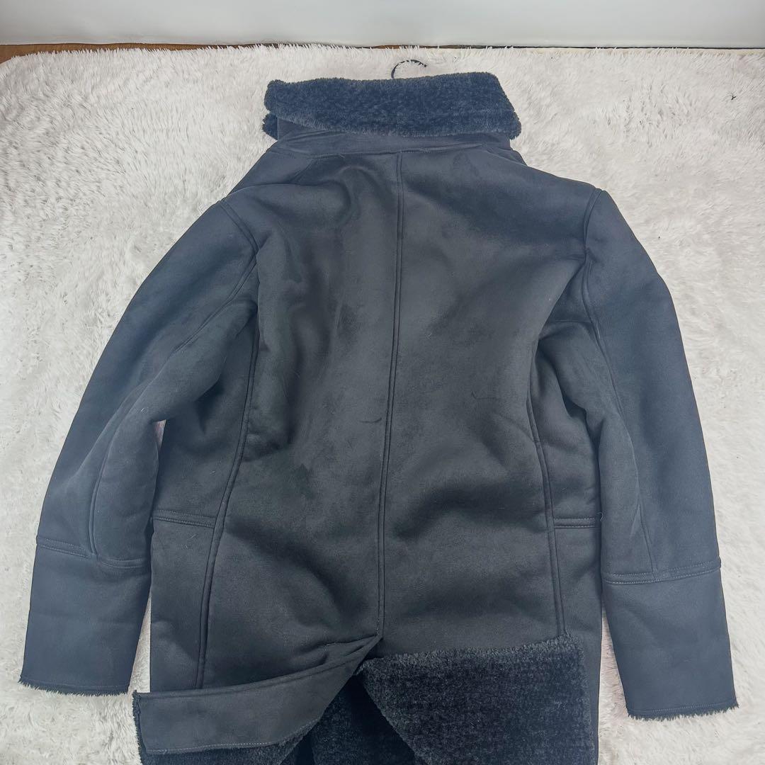 美品 ザラ ZARA ロングコート ムートン 黒 ブラック XL ファー アウター 大きいサイズ メンズ 通勤 通学 キャンバス　キャンパス_画像6