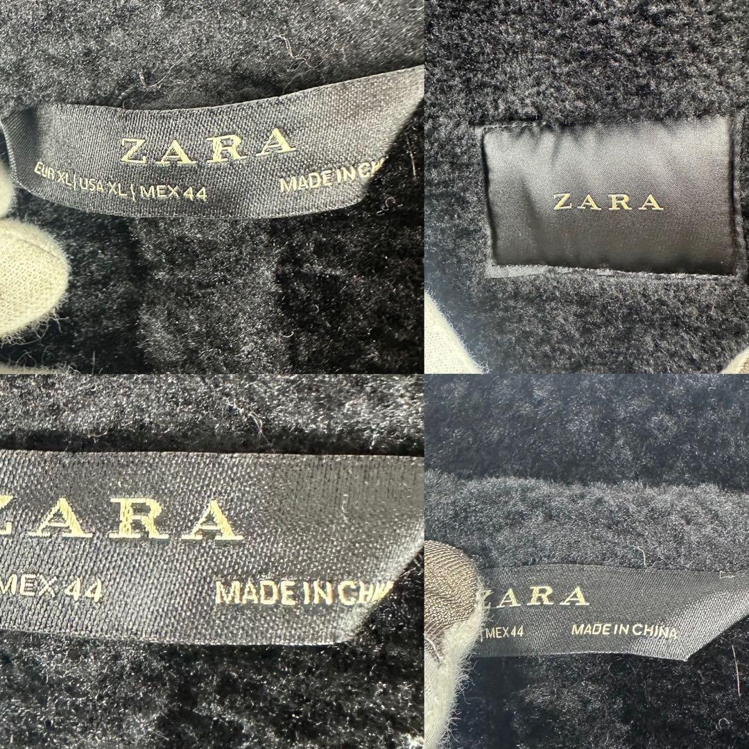 美品 ザラ ZARA ロングコート ムートン 黒 ブラック XL ファー アウター 大きいサイズ メンズ 通勤 通学 キャンバス　キャンパス_画像8