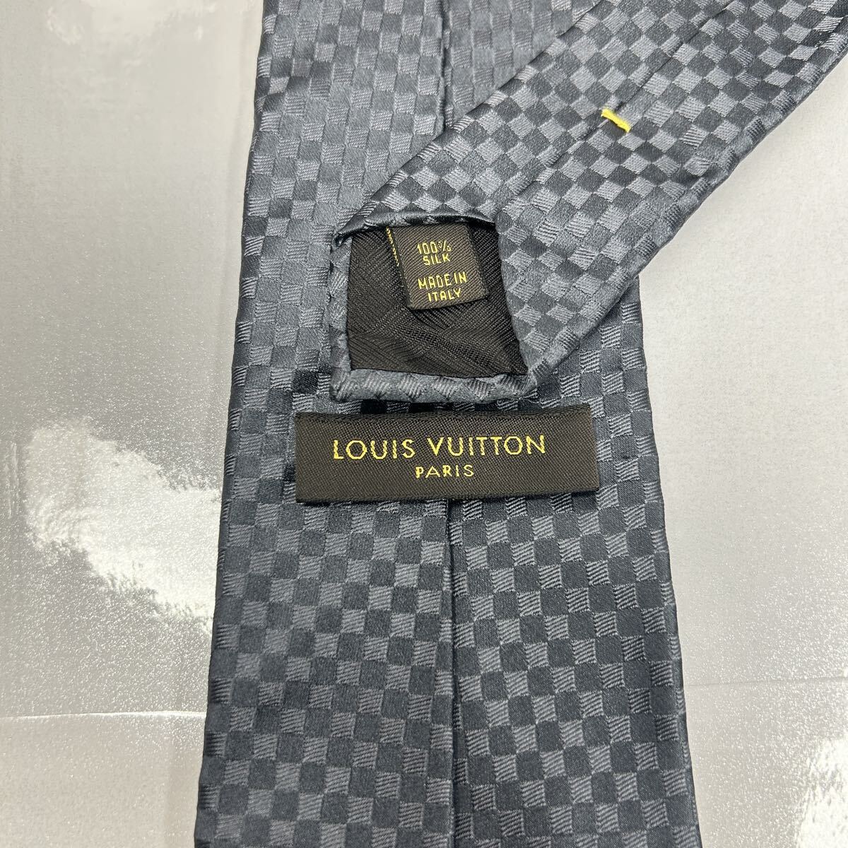 LOUIS VUITTON ルイヴィトン 極美品 ネクタイ マイクロダミエ 黒 シルク100_画像5