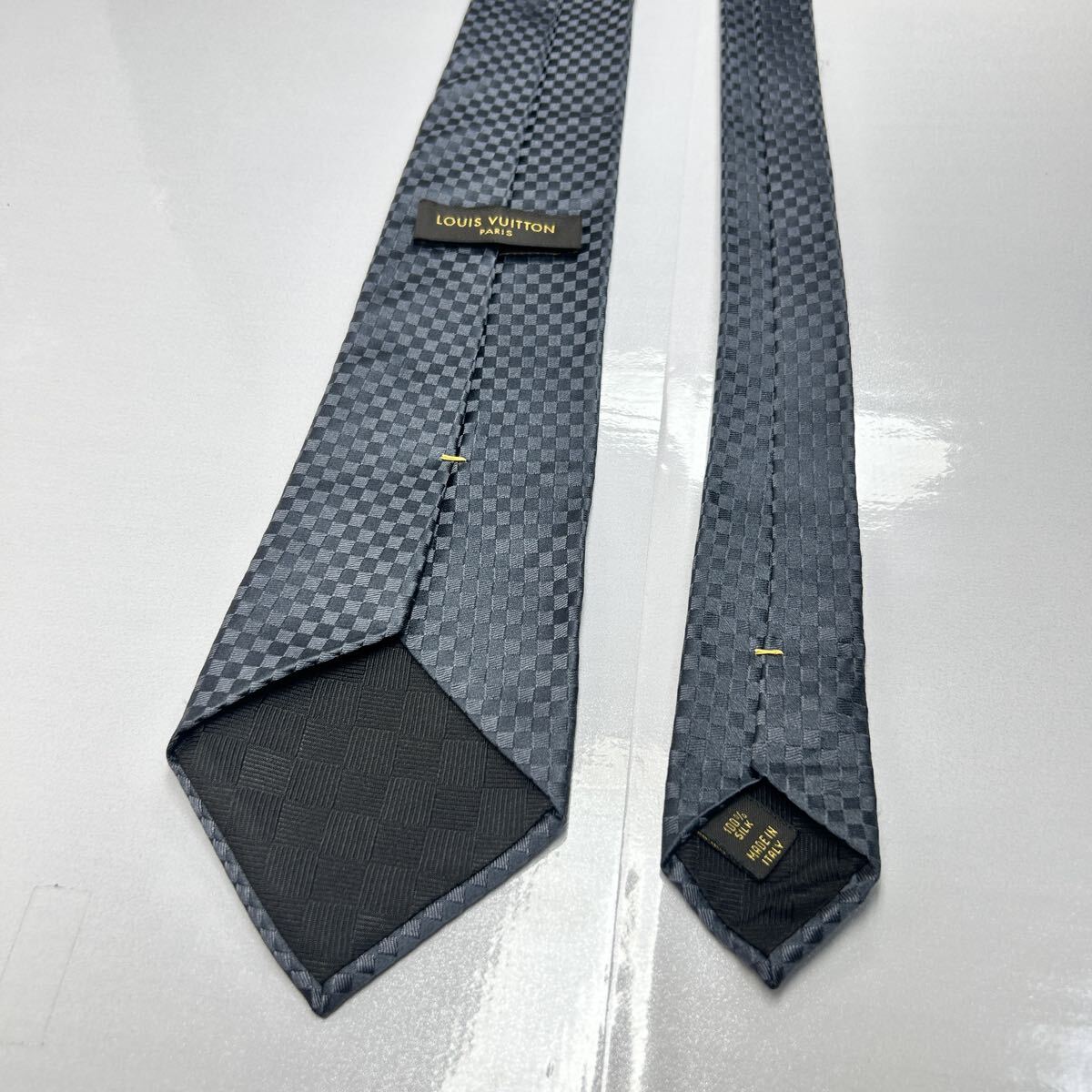 LOUIS VUITTON ルイヴィトン 極美品 ネクタイ マイクロダミエ 黒 シルク100_画像6