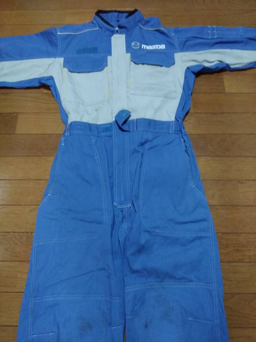 **[ Mazda ]MAZDA Mazda синий цвет длинный рукав Work комбинезон комбинезон M/ механизм nik комбинезон / обслуживание / рабочая одежда ②[ редкий товар?] **
