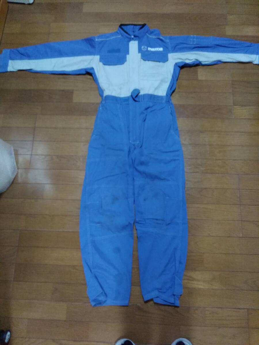 **[ Mazda ]MAZDA Mazda синий цвет длинный рукав Work комбинезон комбинезон M/ механизм nik комбинезон / обслуживание / рабочая одежда ②[ редкий товар?] **