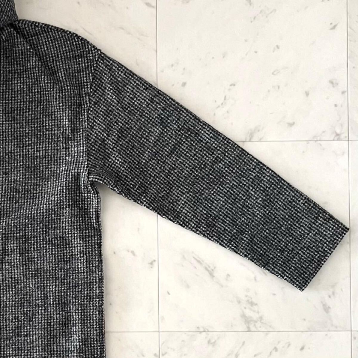 美品*GALERIE VIE ギャルリーヴィー ウール混フーデッドノーカラーコート S ゆったり グレー系 日本製 アウター 長袖 レディース_画像7