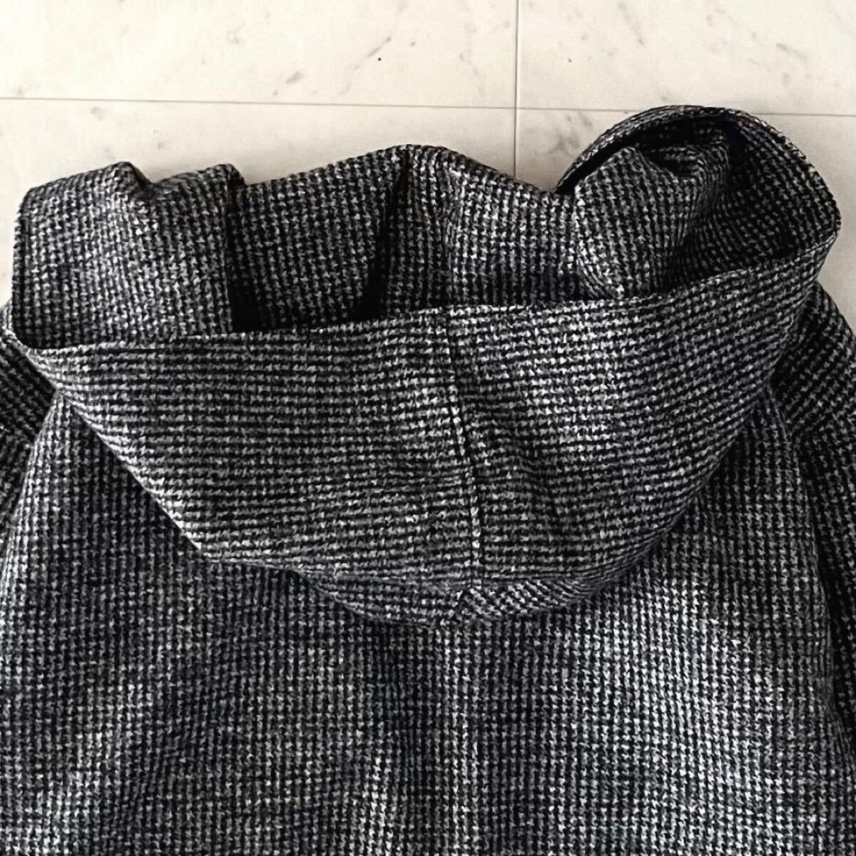 美品*GALERIE VIE ギャルリーヴィー ウール混フーデッドノーカラーコート S ゆったり グレー系 日本製 アウター 長袖 レディース_画像9