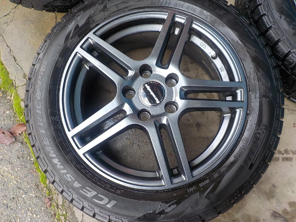 ■VW　ゴルフ7など　アイガー16インチアルミスタッドレス4本セット　6.5J＋46　112/5　205/55-16　2021年製美品■京都発_画像3