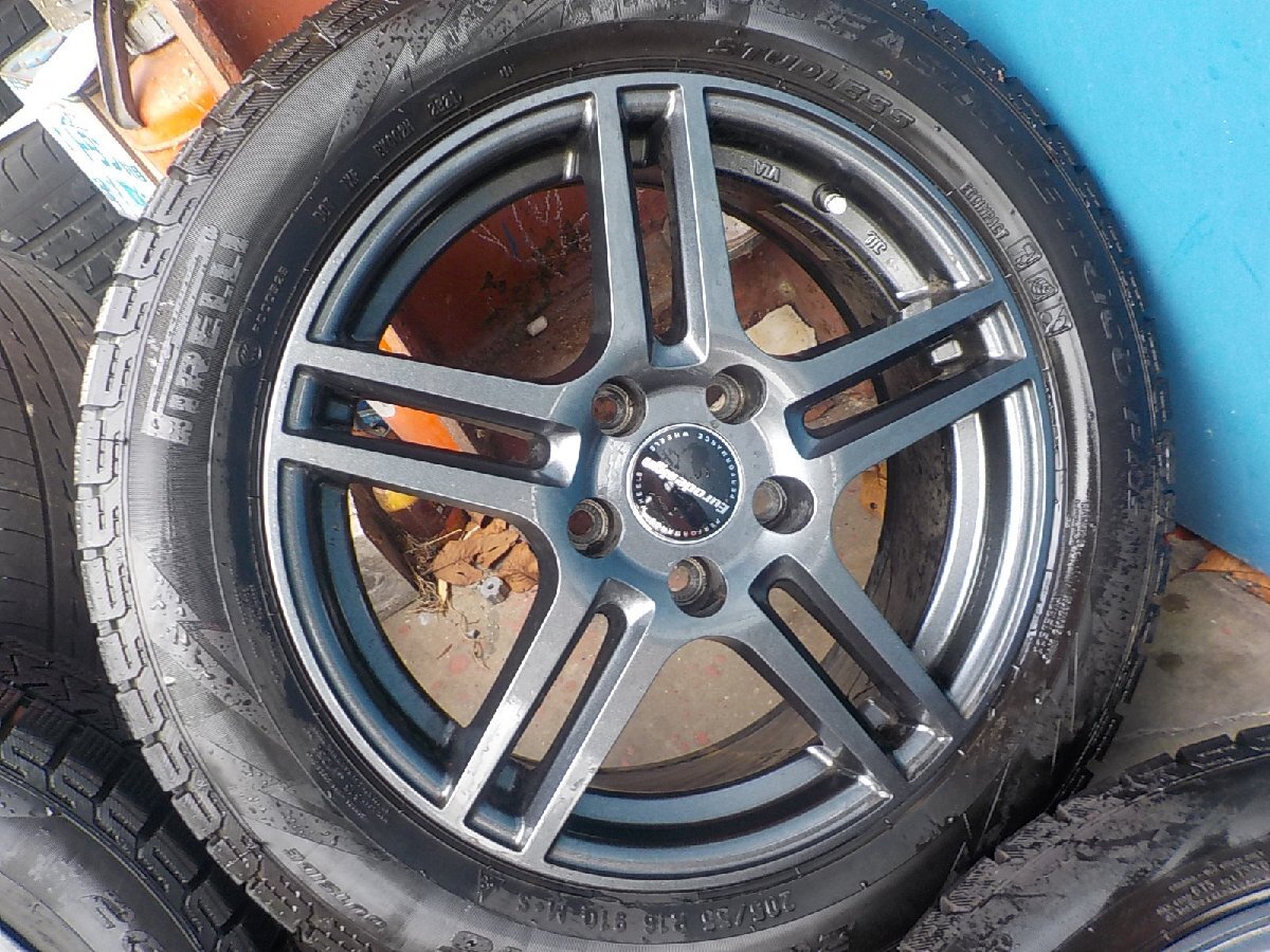 ■VW　ゴルフ7など　アイガー16インチアルミスタッドレス4本セット　6.5J＋46　112/5　205/55-16　2021年製美品■京都発_画像5