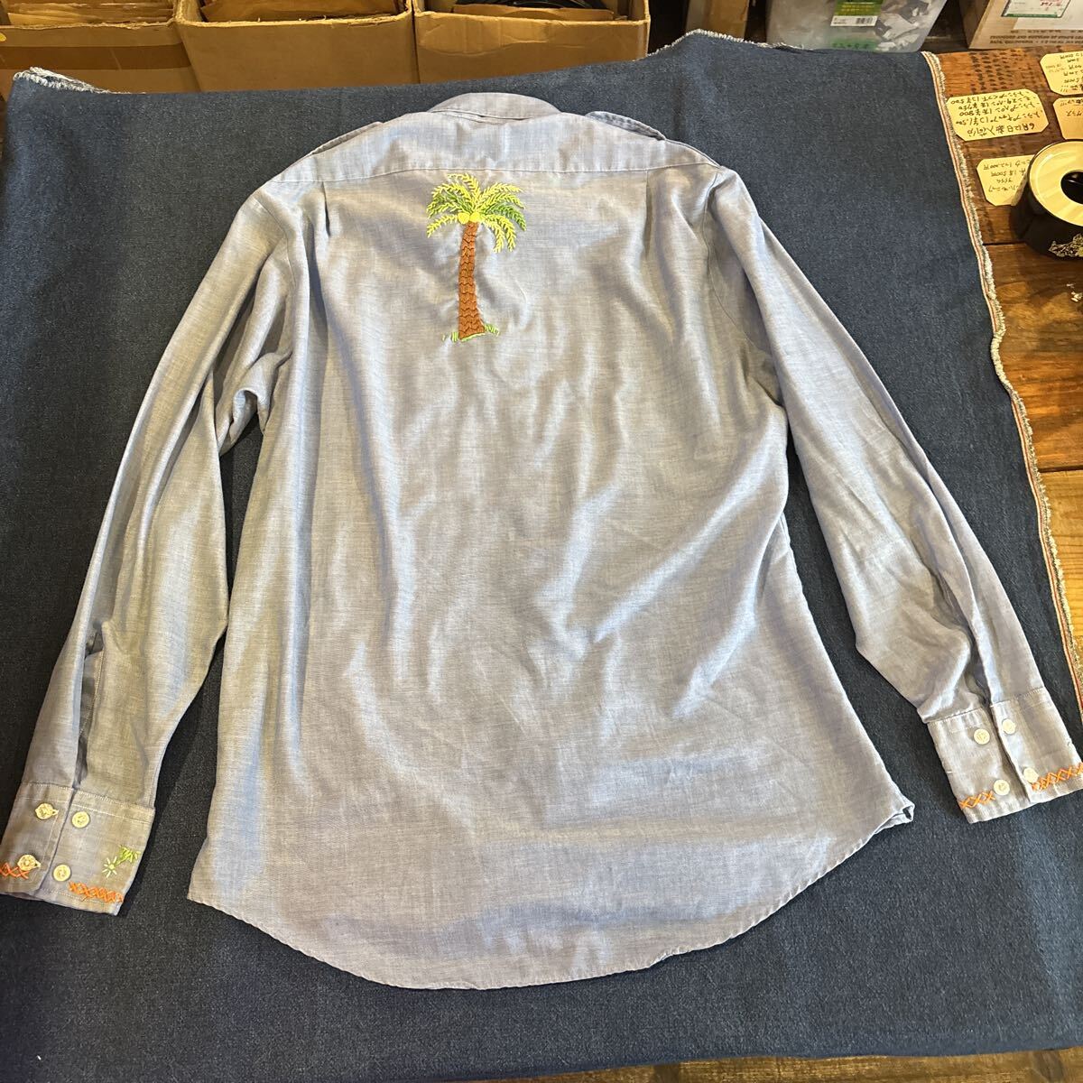 美品 70’s 古着 希少 Mくらい? 長袖 刺繍 コットン シャツ ビンテージ 長袖シャツ_画像7