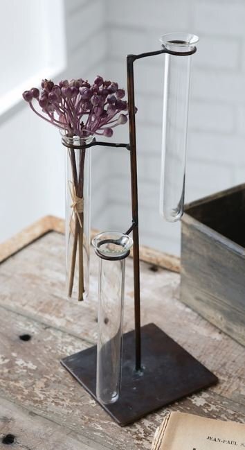 輸入雑貨 スパイラルチューブベース フラワーベース 花瓶 コベントガーデン 一輪挿し アイアン シャビーシック アンティーク モダン KW-45_画像1