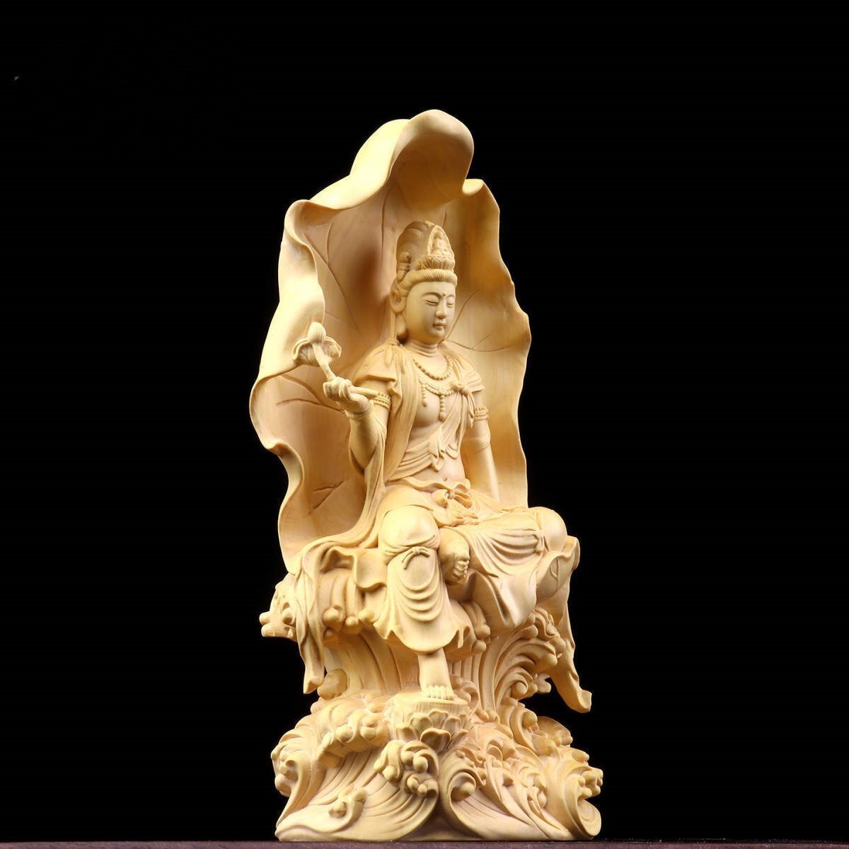  прекрасный товар дерево гравюра изображение Будды свободный . звук бодисатва .. резьба по дереву . состояние счастливый случай буддизм изделие прикладного искусства точный скульптура высота 18cm