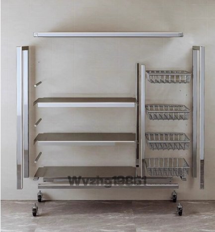 多層ステンレスキッチン野菜バスケット置物棚着地多層家庭用果物野菜収納多機能電子レンジ鍋棚_画像4