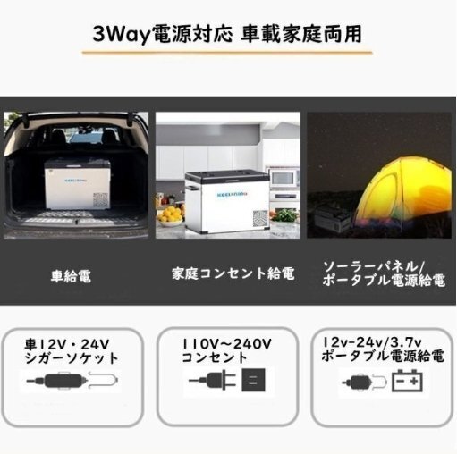 車載冷蔵冷凍庫 15L 急速冷凍-20℃~20℃ ポータブル冷蔵庫 DC12V24V/AC110V 車載家庭両用 LCD温度表示 4Way電源 静音 耐震 持ち運び便利_画像9