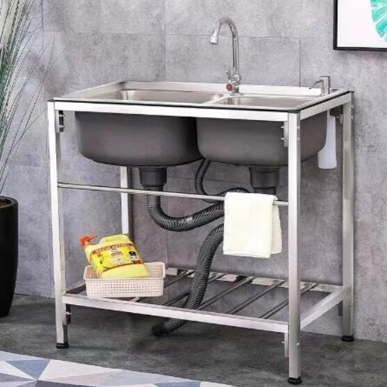 大容量 簡単に安装★ 家庭用★ キッチンツール シンク 流し台 台所 便利 手入れが簡単 多機能 2槽シンク_画像3