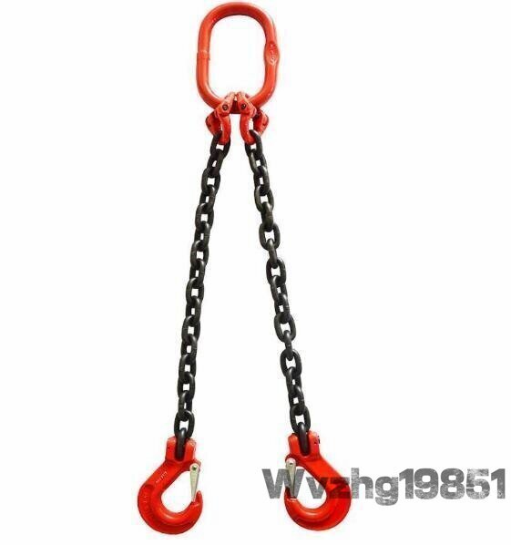 運搬作業用に チェーンスリング スリングフックタイプ G80マンガン鋼製 使用荷重3t 2本吊りセット ェーン径8mm 長さ1m_画像2