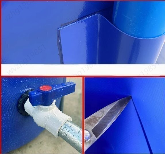 大型円形の帆布魚池厚手支柱 防水布貯水プール養殖水槽錦鯉一時飼育池900L_画像4