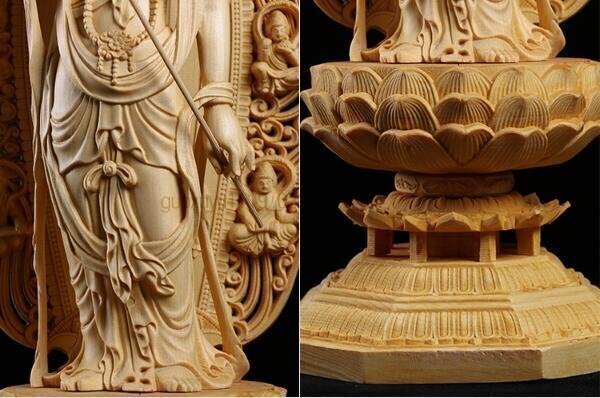  первоклассный товар # месяц свет . звук бодисатва . изображение общий кипарисовик туполистный материал буддизм изделие прикладного искусства дерево гравюра буддизм точный скульптура ... отделка товар высота 42.5cm