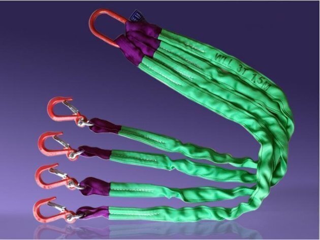 4本吊り ベルトスリング スリングベルト 作業用 荷吊り 合金鋼製フック付き リング付き ポリエステル製 1.5m 耐荷重3t ベルト幅5cm_画像3