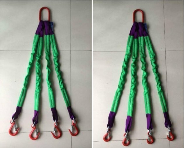 4本吊り ベルトスリング スリングベルト 作業用 荷吊り 合金鋼製フック付き リング付き ポリエステル製 1.5m 耐荷重3t ベルト幅5cm_画像2