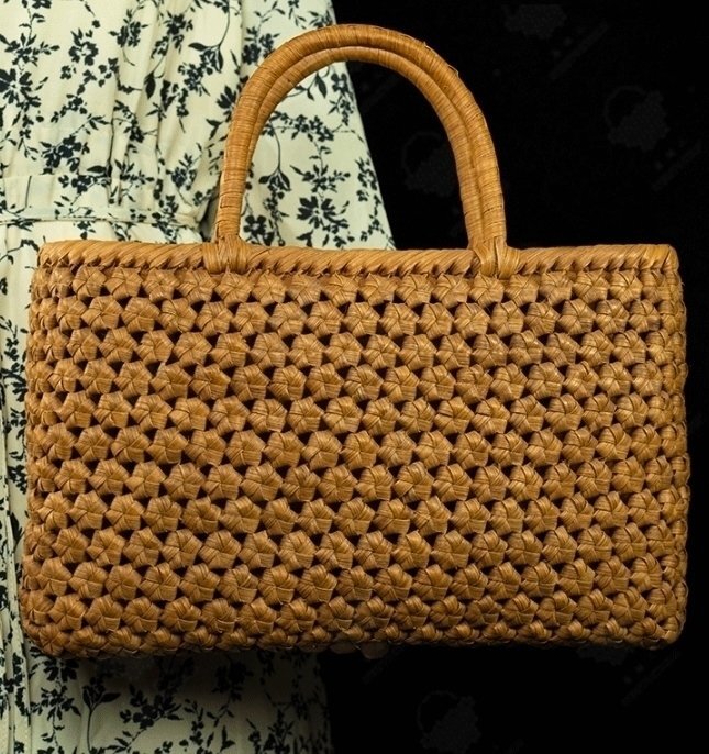 山葡萄かごバッグ 手編み山葡萄籠バッグ バスケット籐かご 六角編み高級ハンドバック_画像3