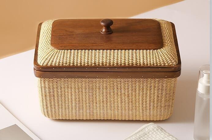 美品★綺麗★大容量 藤編 収納 茶箱 収納ボックス 収納箱　小物入れ_画像2