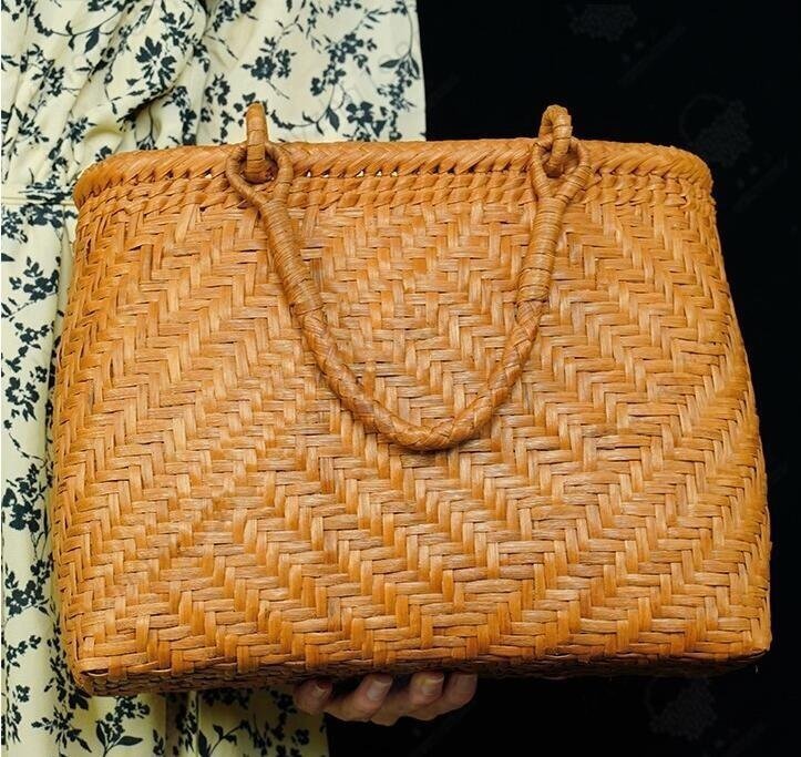 極美品★国内希少！手作り美品 山葡萄かごバッグ 手編み山葡萄籠バッグ バスケット籐かご_画像3