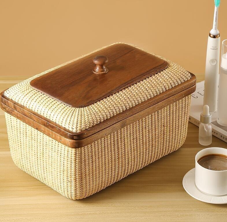 美品★綺麗★大容量 藤編 収納 茶箱 収納ボックス 収納箱　小物入れ_画像1