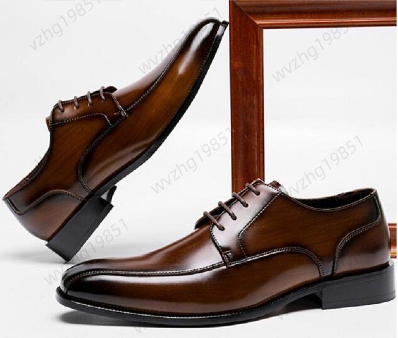  ограничение распродажа # натуральная кожа обувь мужской джентльмен обувь ручная работа бизнес shu-z телячья кожа прекрасное качество Англия способ кожа обувь формальный ходить на работу Brown 26.5cm
