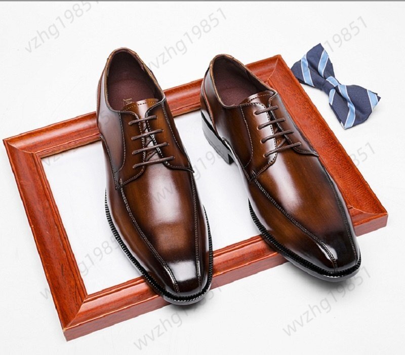  ограничение распродажа # натуральная кожа обувь мужской джентльмен обувь ручная работа бизнес shu-z телячья кожа прекрасное качество Англия способ кожа обувь формальный ходить на работу Brown 26.5cm