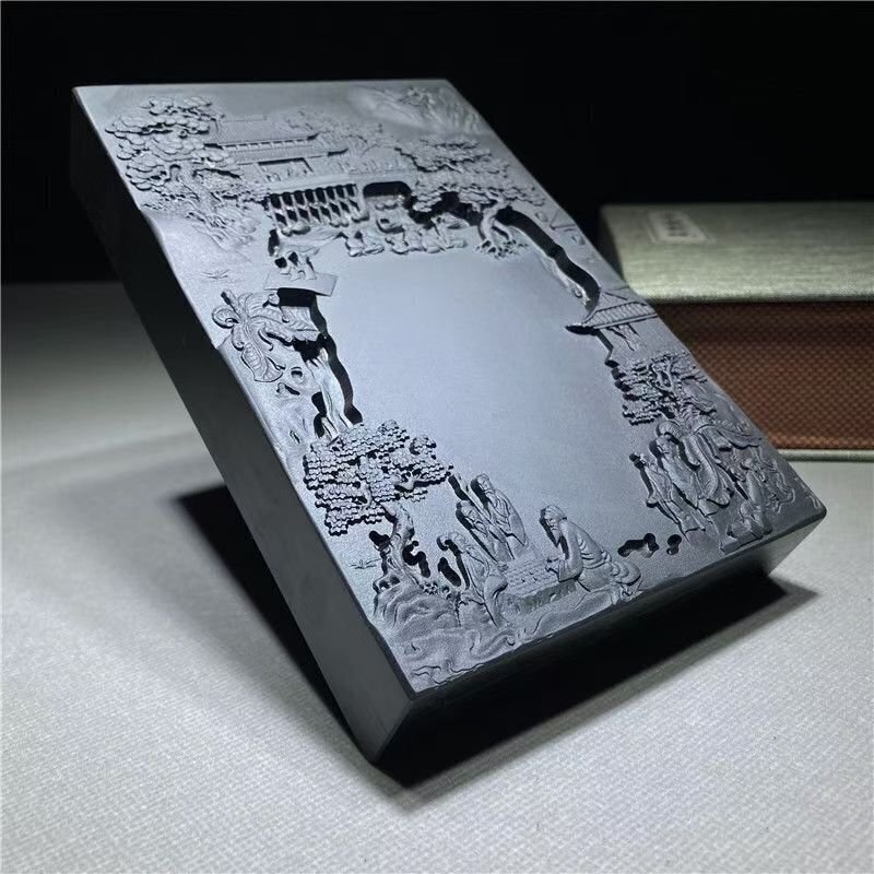 硯 中国無形文化遺産端硯天然老坑原石彫刻歙硯黒竜尾コレクション書道絵画文房四宝_画像2