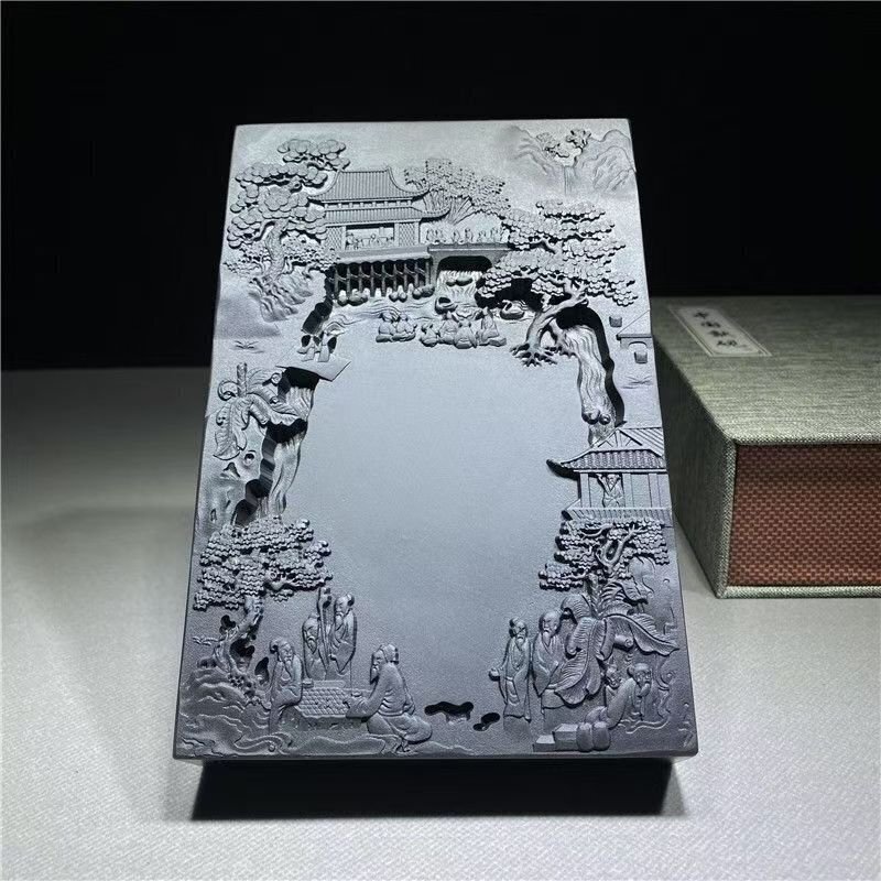 硯 中国無形文化遺産端硯天然老坑原石彫刻歙硯黒竜尾コレクション書道絵画文房四宝_画像1