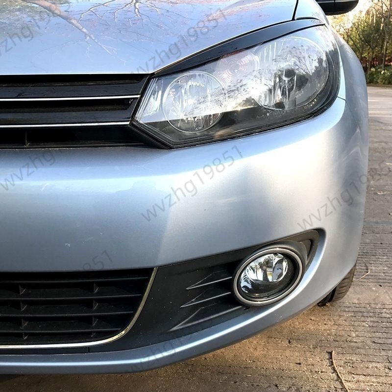 フォルクスワーゲン ゴルフ6 (Golf 6) 前大灯用 ライトブロー（ライトアイブロウ）カスタムデカール - ABS製 亮黒仕上げ_画像2