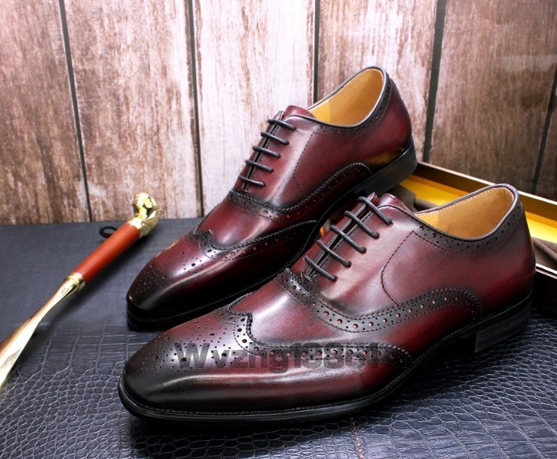 英国風ブロック本革男性靴手作り男性オックスフォード靴ビジネスカジュアル靴男性_画像5