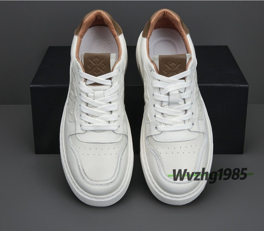 本革板靴男性靴ハイエンド百合靴春秋新型通気性カジュアル靴頭層牛革男性白靴38 ~ 44ヤード_画像1