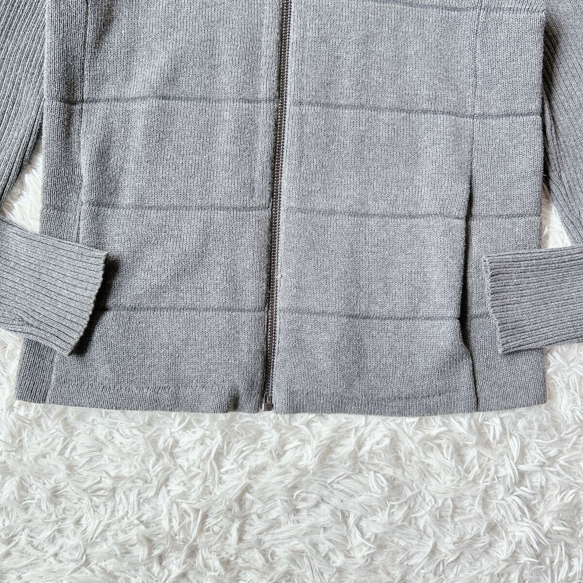 美品 ARMANI EXCHANGE ドライバーズ ニット ジャケット 2way ブルゾン アウター ジップアップ グレー アルマーニ ストレッチ ケーブル 伸縮_画像4