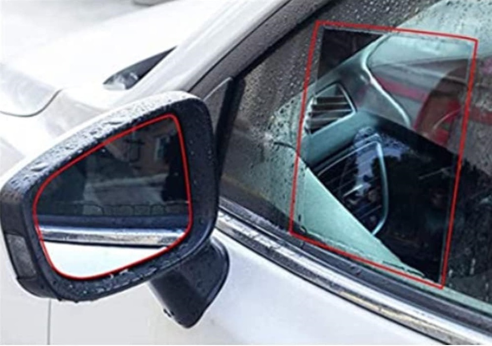 サイドミラー ドアミラー ミラー 防水フィルム 四角形 200x175 2枚 バックミラー サイドミラー フィルム 撥水 雨除け 曇り止め 透明 防眩_画像6