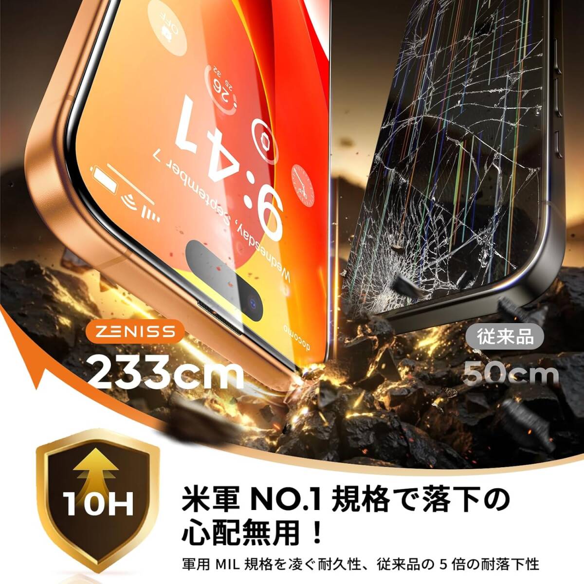 iphone 17 Pro ガラスフィルム 2枚セット硬度10H 耐衝撃 气泡なし 自動吸着_画像2