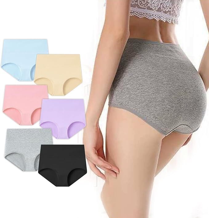 ショーツ レディース 深め 綿 深ばき お腹すっぽり下着 ハイウエスト 6枚組 M_画像1