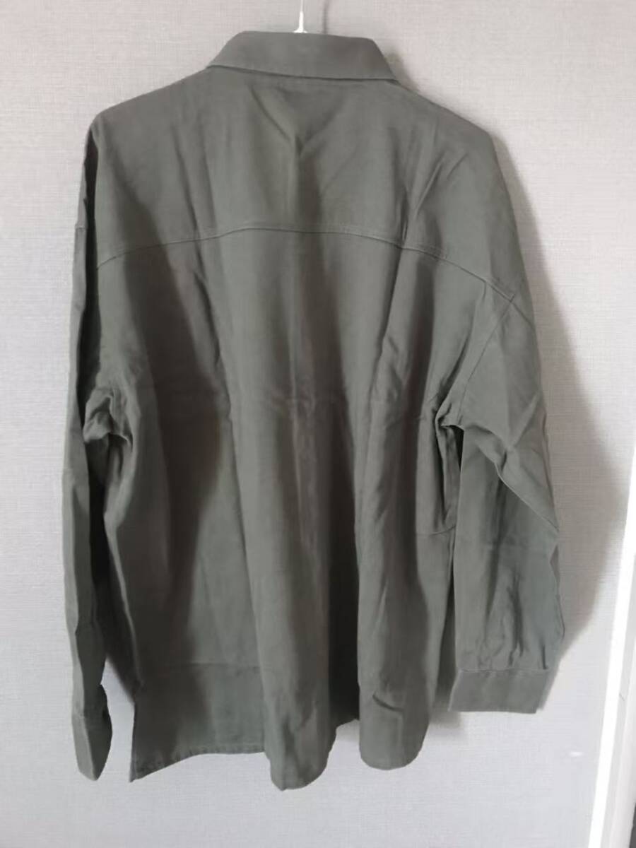 シャツ メンズ 長袖 綿 無地 グリーン L_画像4