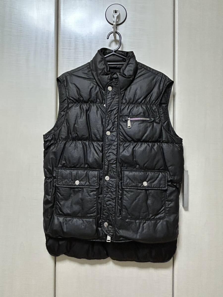 【送料無料】【中古】DSQUARED2 ディースクエアード ダウンベスト ポリウレタン樹脂加工 サイズ46 ブラック_画像1